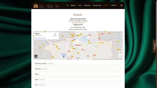 sprzedaż torebek - demo sklepu - zabezpieczony formularz kontaktowy z wymogami RODO i mapa dojazdowa